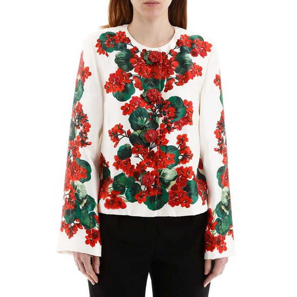 NWT Dolce & Gabbana Portofino Print Mikado Jacket White Red green IT 40 S - Picture 2 of 13